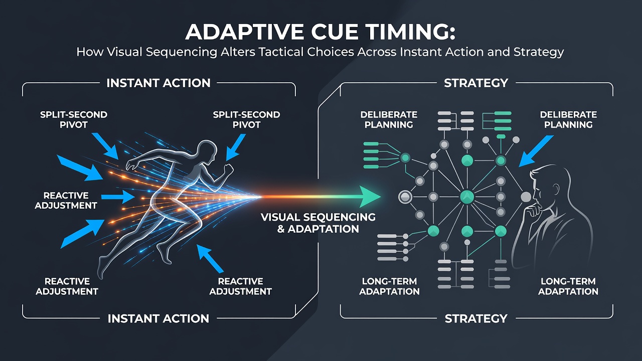 Comparative display of cue timing intervals between fast-paced action sequences and extended strategy planning markers in browser interfaces