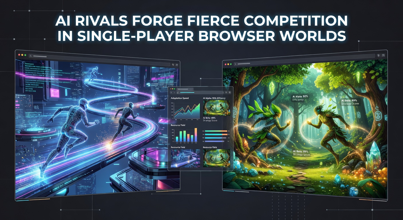 Close-up of a strategy browser game interface with an advanced AI opponent deploying troops against the player's forces, emphasizing tactical depth in single-player mode