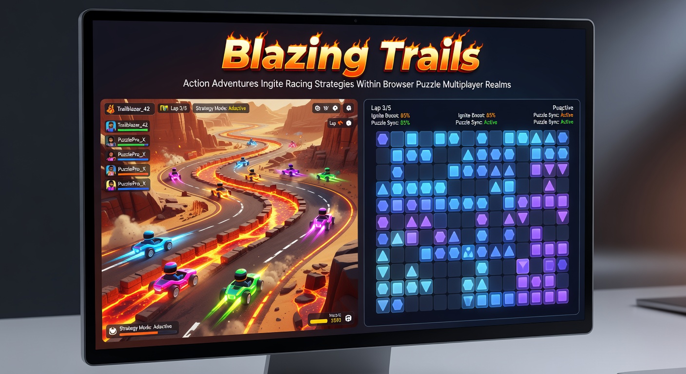 Multiplayer racers navigating a puzzle-adventure track with explosive action elements and strategic trailblazing