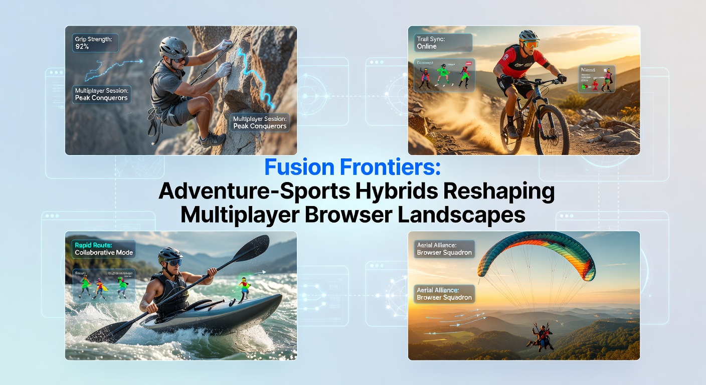 Players navigating a rugged adventure-sports course in a browser-based multiplayer game, blending climbing challenges with competitive racing elements