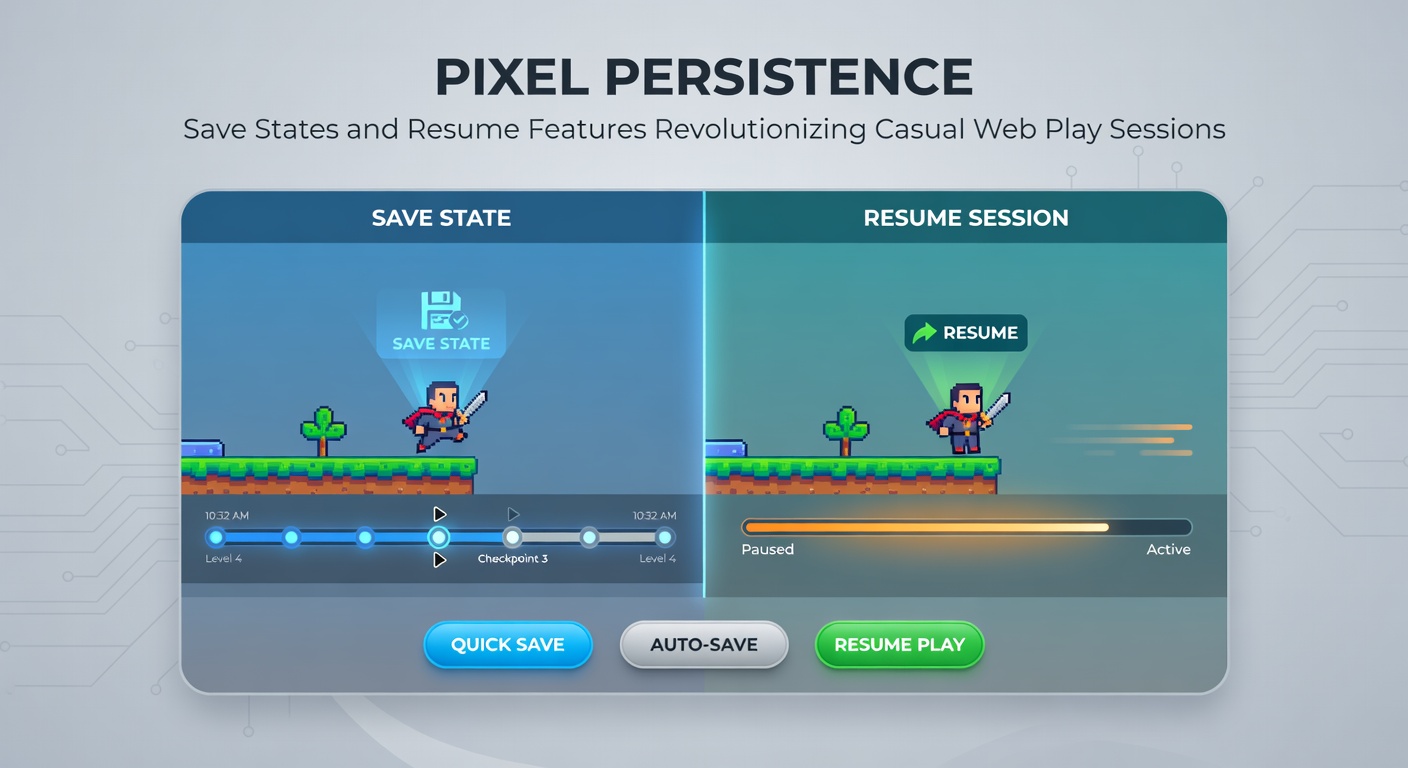 Close-up of a web game resume screen on mobile, displaying saved progress from a racing session with timer paused and achievements listed