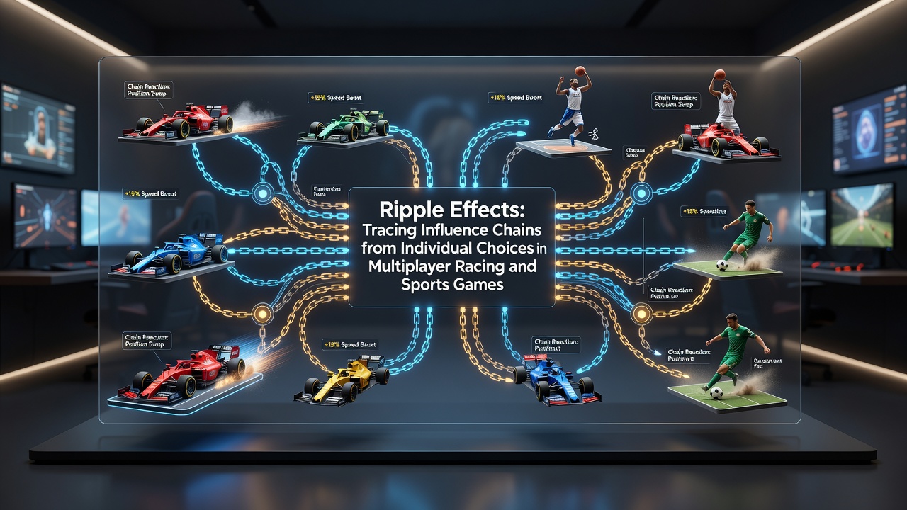 Sports simulation scene in a browser multiplayer game where individual tactics create visible group strategy shifts