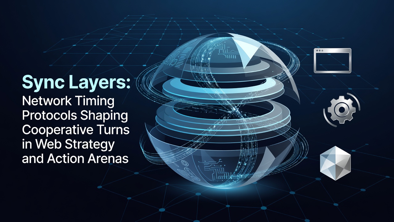 Diagram showing network timing synchronization across multiple players in a browser strategy game arena