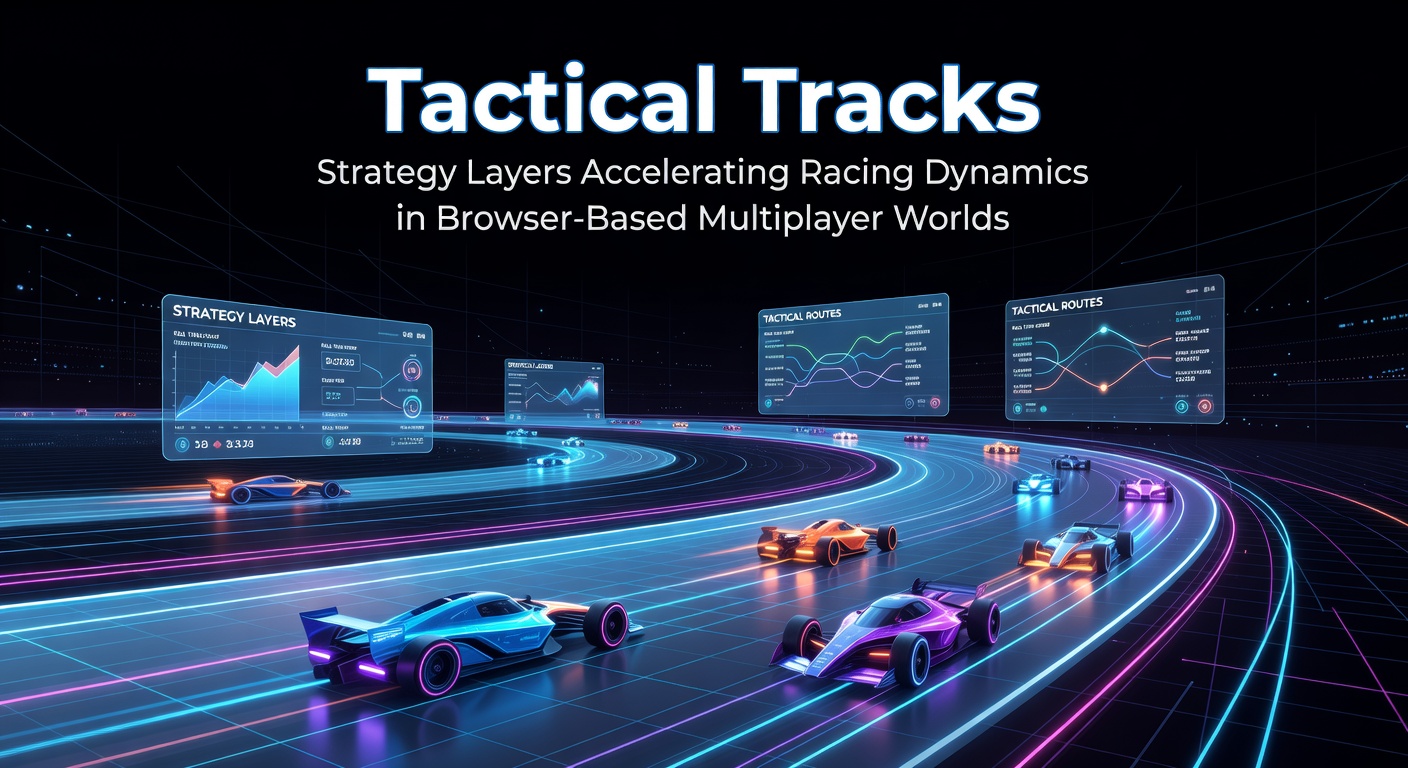 Dynamic browser racing scene with strategic track overlays and multiplayer competitors maneuvering tactically
