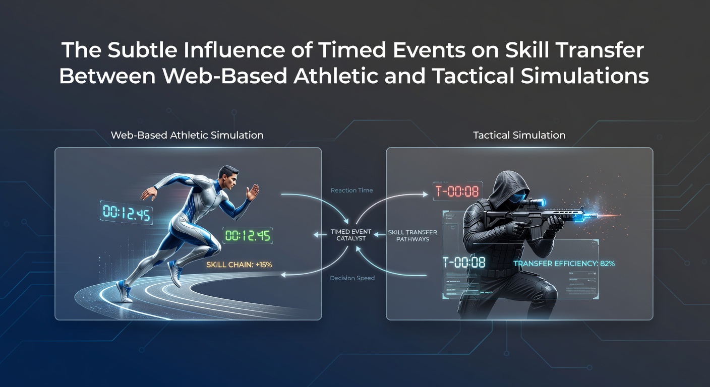 Browser interface showing overlapping athletic and tactical simulation elements with timed event indicators